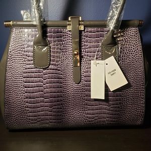 Grey/Purple Reptile Print Satchel